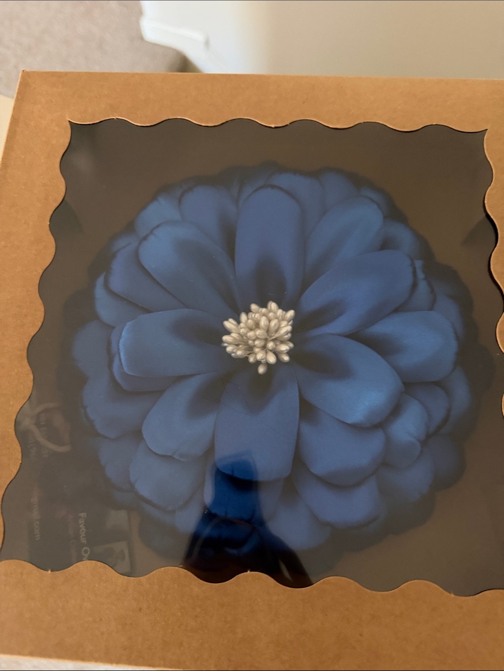 Blue Floral Decorative Accent with Pearl Center